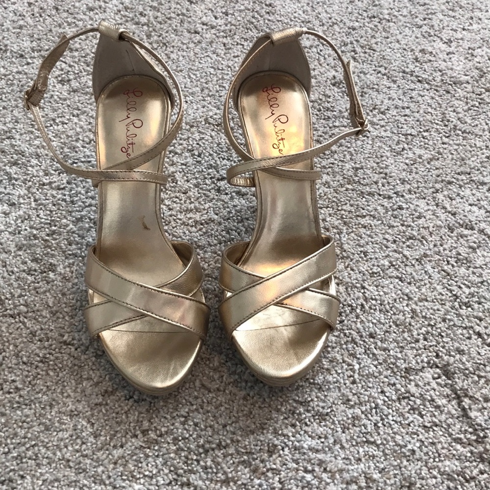 Gold Lilly Pulitzer heels GUC
